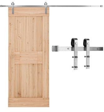 VEVOR 8FT Sliding Barn Door Hardware Kit, 330 LBS Weight Capacity, Compatible with 42 to 48 Inches Width & 1-3/8 to 1-3/4 Inches Thickness Single Sliding Barn Door, Durable Track & J-Shape Roller