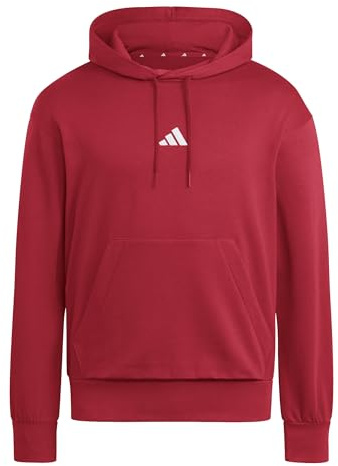 adidas Mezczyzni ESSENTIALS FEELCOZY FLEECE HOODIE, active maroon/white, S