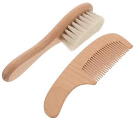 Yardwe Set de Brosse de Bain pour Bébé en Bois Peigne Doux et Brosse de Nettoyage Facile à Manipuler pour Soins Délicats Cuir Chevelu