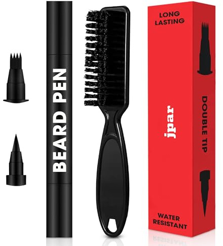 Beard Pencil Filler for MenBeard Filler for Men Waterproof Beard Filling Pen Kit - Long Lasting Beard Filler Pen with Brush Water Proof Beard pen Dark Brown Natural Look