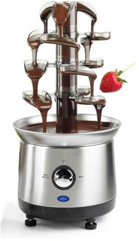 Vituord Fontaine À Chocolat Électrique À 4 Niveaux, Grand Service À Fondue Au Chocolat en Acier Inoxydable, Capacité De 1,2 Kg, avec Bac D'égouttage Extra-Profond, pour Fêtes Et Réceptions