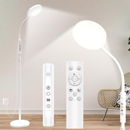 ZAPLIT 20,000 Lux Lampada da Terra - Luce LED Altezza Regolabile con 5 Colori & 10 Livelli, Timer e Base Stabile - Lampada Luce Giorno per Camera da Letto Soggiorno Ufficio