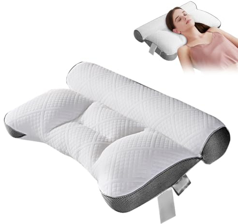 Almohada ortopédica para apnea del sueño con hendidura, almohada ergonómica para el cuello para los lados, rebote lento, suave, cómoda, refrescante, despertar sin dolor de cuello, almohada