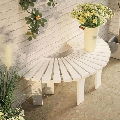 Banco de árbol redondo de madera para exteriores, resistente a la intemperie, resistente a la corrosión, asiento de jardín decorativo en forma de abanico para patios y patios
