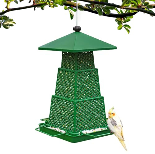 Kixolazr Mangiatoia Antiscoiattolo - Resistenti Alle Intemperie Grande Capacità | Grande Mangiatoia Decorazioni Da Esterno,Per Fringuelli Cinciallegra Giardino Patio Portico