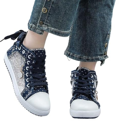 Scarpe per Dirndl da donna, Dirndl, da donna, in pizzo, in tessuto, traspiranti, per Oktoberfest, blu 42