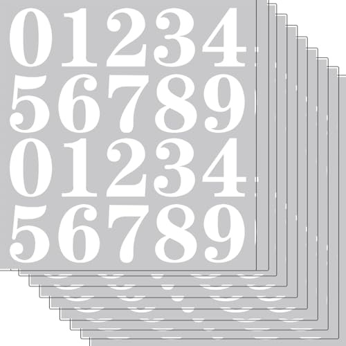 10 Sheets 2 Inch Waterproof Number Stickers, Self Adhesive 0-9 Vinyl Numbers for Mailbox, Door, Garbage Bins, Outdoor, House, Wheelie Bin, Organizing, Lockers, Signs, Storage (White)