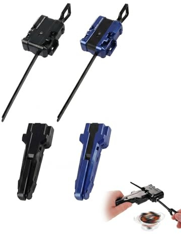 UEAVOID Lanzador X - Set de 2 con 2 Mangos y 2 Cuerdas (Negro y Azul). Compatible con X para Lanzamientos Precisos, Batallas Intensas y Repuesto de Peonzas.