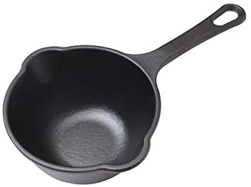 Victoria Cast Iron Sauce Pan. 0.45qt Sauce Pot Seasoned with 100% Kosher Certified Non-GMO Flaxseed Oil. Black