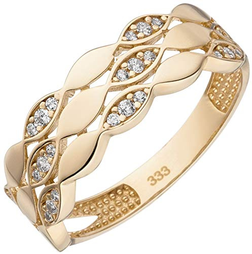 Jobo Damen-Ring aus 8 Karat 333 Gold mit 26 Zirkonia Größe 56