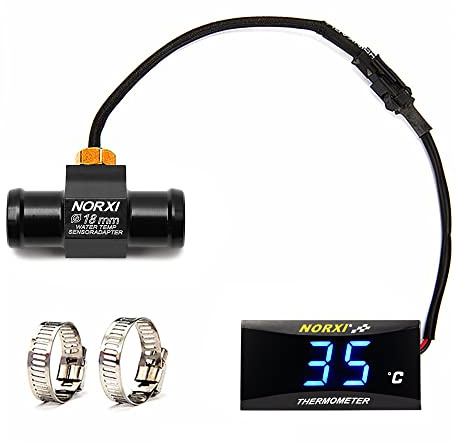 Digital motorcykeltermometer, universell termometer med sensorer, vattentät motorcykeltermometer med högtemperaturlarm (18 mm, blå)