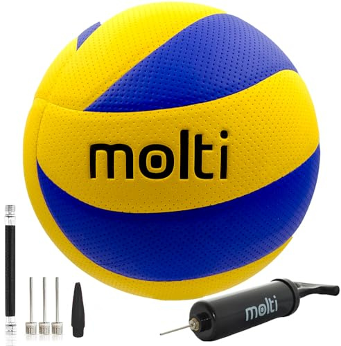 molti Volleyboll strandvolleyboll spelboll storlek 5 sport fritid inomhus utomhus lagspel fritidsspel boll (set: 1 x strandvolleyboll 1 x bollpump)