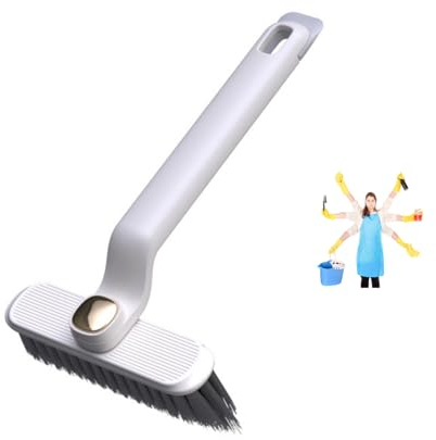Sinxioer wurzelbürste Hartborsten-Randreinigungsbürste, 360 drehbare scheuerbürste mit Griff,schrubber mit stiel,mit Pinzette und Spachtel,handbürste,für Küche und Bad (wei)