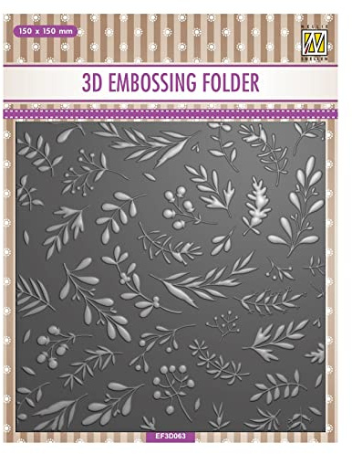 Nellie's Choice Embossing 3D Rami e Bacche 15 x 15 cm – Cartelle per Goffratura e Accessori – Fai da Te, DIY, Biglietti, Artigianato, Scrapbooking e Journaling, Colori Multipli, 150x150mm