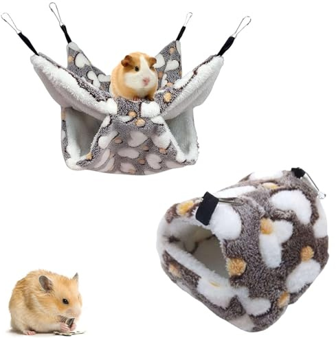 Esshogo 2 Pezzi Nido di criceto, amaca per animali domestici, amaca da gabbia per piccoli animali traspirante, criceto accessori, Adatta a criceti, scoiattoli, ricci, cincillà per giocare e dormire