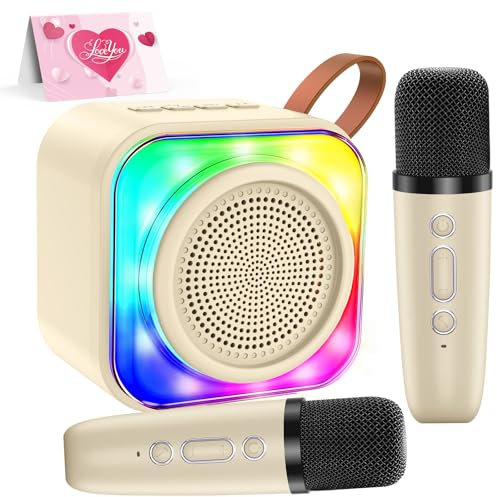 Bluetooth Mikrofon Karaoke, Drahtloses Tragbares LED Karaoke Mikrofon mit Lautsprecher Tonaufnahme für Zuhause Party, Kompatibel mit Android IOS PC - Geschenke für Erwachsene und Kinder