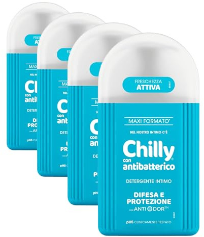 Chilly, Detergente Intimo con Antibatterico, Difesa e protezione, con Anti-Odor, Per L'Igiene Intima, con estratti di timo e salvia dalle proprietà igienizzanti, pH 5, Clinicamente Testato - 300 ml