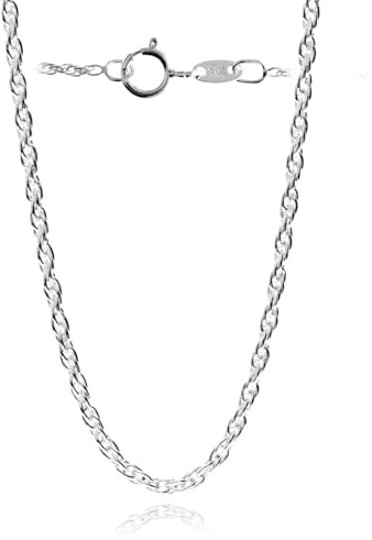 SilverAmber Jewellery – Tillverkad i Italien – 925 sterlingsilver 1,7 mm repkedja med en anti-missfärgningsbeläggning – GCH013, 20 inches, Silver, Ingen ädelsten