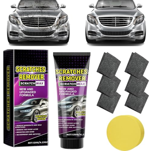 ChaneeHann Efface Rayure Profonde Voiture,Nouveau Chiffon avec 6X Lingettes Nano + Pâte Polissage 120g, Efface Rayures Profonde Voiture, Pâte Réparatrice Rayures Auto pour Peinture, Phares et Vernis