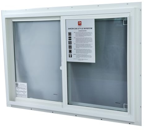 Vinyl Basement Slider Window, 32 x 16 Single Sliding Windows with Screen,Double Pane Insulated Tempered Glass Shed Window for Chicken Coop, Playhouse, Household, Living Room, Apartment, Bathroom