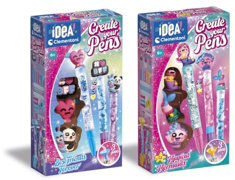 Clementoni Idea - Create Your Pens Bundle 6 Penne Mermaids e BFF, 83216