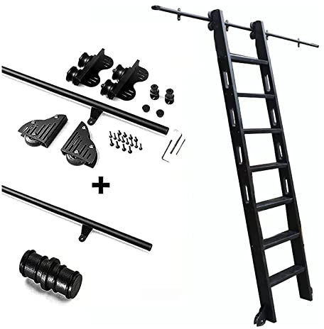 GLJTUO Rulltrappa Glidskena-kit, Glidande Dörrskenor Kit för Bibliotekstrappor, Skåpspårssats/20 fot/600 cm, Bin Kit, Size_name-10 Ft/300 cm