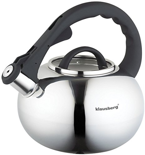 Flödepanna/vattenkanna KB-7068 2,5 liter klausberg med glaslock, högglanspolerat rostfritt stål, lämplig för ceran-, gas-, el- och induktionsspis
