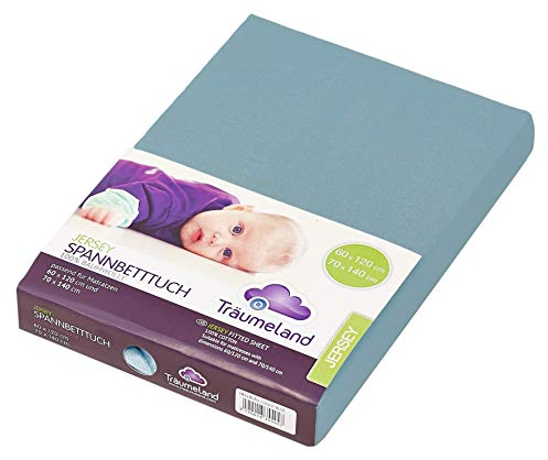 Träumeland TT02133 Spannbetttuch Jersey ozeanblau, 60 x 120 + 70 x 140 cm, mehrfarbig