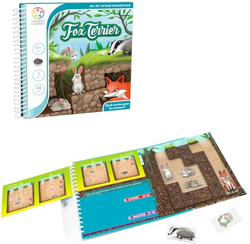 SmartGames | Fox Terrier | Jeu de Réflexion Enfant 5+ | 48 Défis | 1 Joueur | Creusez des Tunnels pour Aider Les Animaux à Trouver Leur Terrier | Développe Logique | Jeu Magnétique | Idée Cadeau
