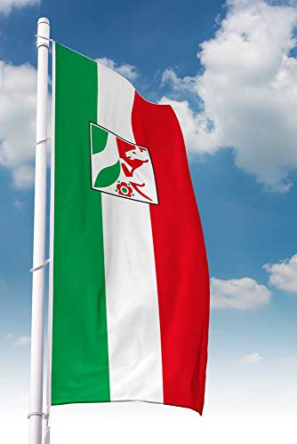 Deitert Bundesland-Flagge NRW – 80x200 cm NRW-Flagge mit Wappen (Bürgerflagge), Hissfahne aus reißfestem Polyester, NRW-Fahne mit Doppelsicherheitsnaht gesäumt