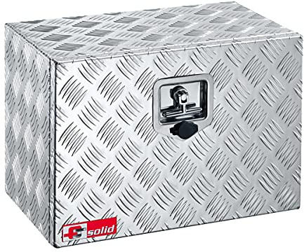 FTsolid Unterbaubox aus Aluminium Riffelblech – abschließbare Staubox/Unterflurbox für Anhänger, Pritsche & Ladefläche – Staukasten, Werkzeugkiste, Gurtkiste (35l Volumen, LxHxT=50,0x35,0x30,5cm)