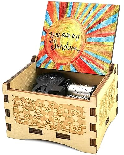 You are My Sunshine Music Box,18 Note Wood Music Box You are My Sunshine,Laser Engraved Clockwork Driven, Best Gifts for Mum Grandma Daughter (You are My Sunshine)