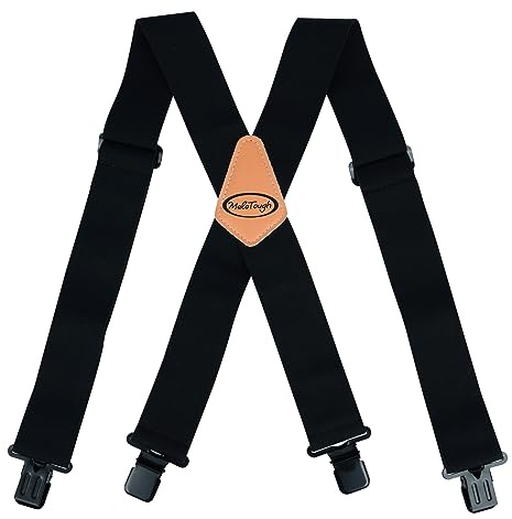 MELOTOUGH Bretelles Homme Bretelles pour homme entièrement élastiques de 5,1 cm de large X dos robuste, Élastique noir., Large