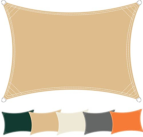 Linmssd Sonnensegel Wasserdicht 3x7.3m, Sonnenschutz Plane, wasserabweisend imprägniert, mit Freiem Seil, für Garten und Balkon, Sand - Creme Farben