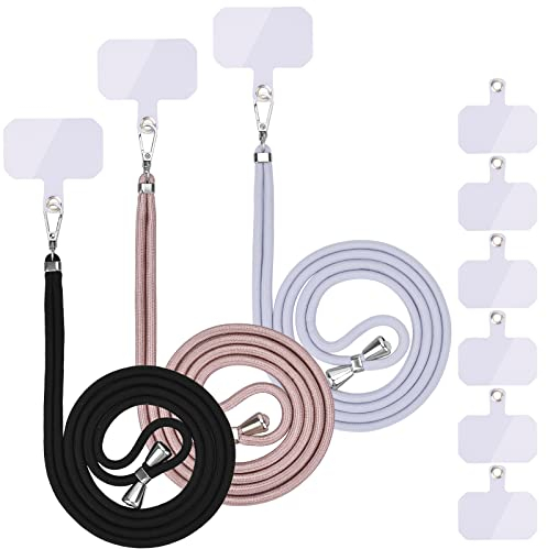 Handykette Universal, Handy Lanyard, Universelles Handy um den Hals hängend mit Pad Handy Lanyard, verstellbar und abnehmbar. (3Helles Schwarz+Grau+Roségold)