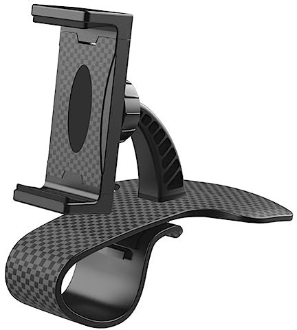 AUTOZOCO Soporte Salpicadero para Móvil, Universal, Apto para Dispositivos 55-80mm, Fibra de Carbono, Negro, Ajustable, 365 Grados