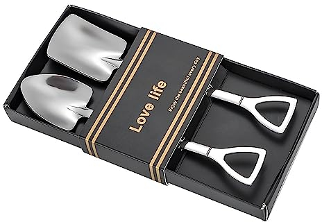 Schaufellöffel für Desserts, Grapefruit-Löffel, Set mit 2 silbernen Schaufellöffeln, Besteck-Set, spitz, flach, Eiscreme, Wassermelonenlöffel für Zuhause, Party, Küche, Camping, Restaurant, Bistro,