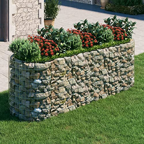 LAPOOH Gabionen-Hochbeet, Kräuterspirale, Hochbeet Im Garten, Pflanzkübel, Pflanzsteine, Verzinktes Eisen 300x100x100 cm
