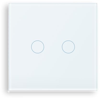 PANGTZEEN Touch Lichtschalter 2 Fach 1 Weg Gehärtetem Glas Schalter Non-WiFi Wandschalter 10A Unterputz Wandlichtschalter Weiß Kein Neutralleiter für Wohnzimmer Schlafzimmer Küche Büro