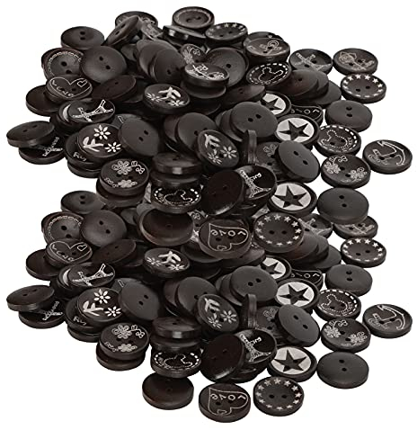 Bottoni Artigianali, 100 Bottoni in Legno da 20 Mm Bottoni a Forma di Scodella a 2 Fori Accessorio Per Cucito Fai-da-te Caffè Scuro