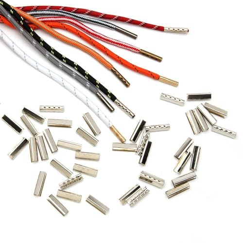 Jewellery End Caps 50 Pieces Metal Cord End Cap End Caps 4 x 20 mm Stainless Steel End Caps for DIY Shoelaces Hoodies Beach Pants Cylinder Tips Hoodies Shoes Trainers Clothing Accessories