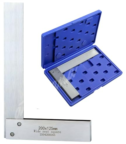 Atarvana Maschinenwinkel, 20 x 12,7 cm, hochpräzise, quadratische Schreinerwinkel, gehärteter Karbonstahl, Ingenieurwinkel, 90 Grad breiter Grundwinkel, L-Typ, rechtwinkliges Lineal, Werkzeug für