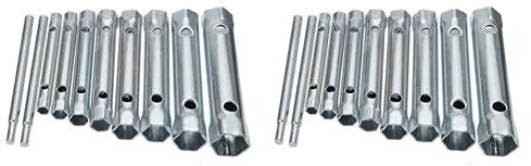Wlauqueta 20 piezas Serie 6-22mm Llave de tubo Tubular Métrico Barras de tubo Llave de vela de acero doble extremo para reparación de automóviles