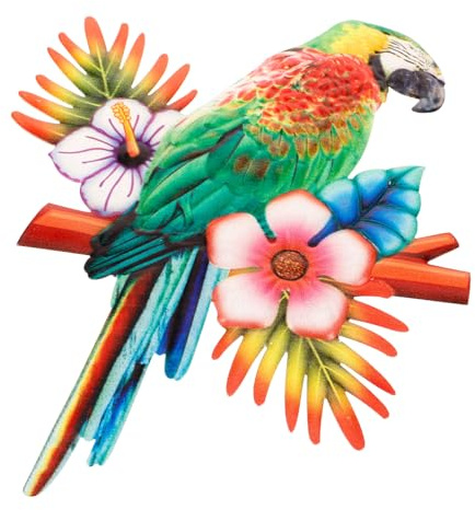 VINTORKY Sculpture Murale En Fer Perroquet Rouge Pour Décoration Intérieure Et Extérieure, Figure Délicate Et Ornement Compact D’ambiance Naturelle, Statue Murale Résistante Pour Jardin Et Maison