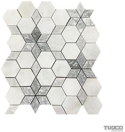 (20 carreaux) - Carreaux de mosaïque en pierre naturelle Starline Carrara Silver - Pour sol, mur, salle de bain, toilettes, douche, cuisine, revêtement de comptoir, revêtement de baignoire