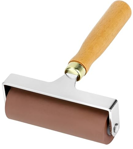 QWORK Rodillo de goma suave, herramienta de grado profesional de 4 pulgadas para impresión, tinta, estampado, construcción de cinta antideslizante