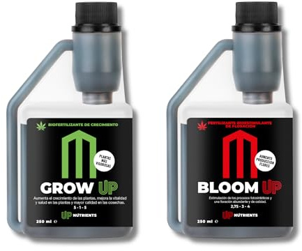 UP NUTRIENTS Confezione Fertilizzante GROW UP & BLOOM UP 250 ML | Concime Piante Crescita e Fioritura 100% Biologici | Bio Stimolazione Colture | Piante Frondose e Frutti Ricchi