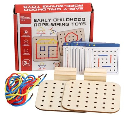 Fxzqgnh Gioco di Infilare Corde Apprendimento Precoce Gioco di Fili e Carte Modello Sviluppo Intellettivo Puzzle Motorio Fine per Scuola di’Infanzia, Casa