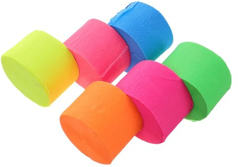 NIYANGLE 6 Pièces Serpentins Phosphorescents en Papier Crépon pour Décorations de Mariage et Vacances Style Coloré et Utilisation Polyvalente
