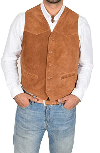 A1 FASHION GOODS Äkta mocka väst för män klassisk stil mjuk brun mocka läderväst Gilet Cole